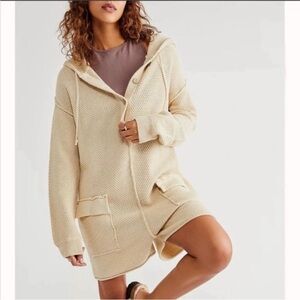 Free People Ryleigh Hailee Sweater Romper Onesie Neutral Cream